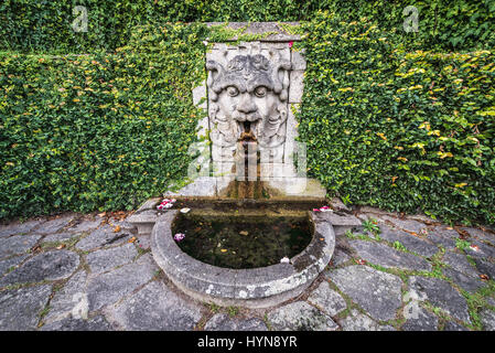 Piccola fontana in Crystal Palace Gardens (Jardins do Palacio de Cristal) in Massarelos parrocchia civile della città di Porto in Portogallo Foto Stock