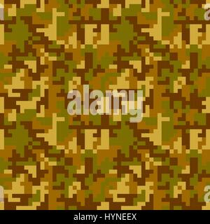 Pixel camo seamless pattern. Brown deserto o jungle camouflage Illustrazione Vettoriale