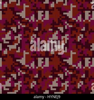 Pixel camo seamless pattern. Moda trendy rosa camouflage per industria del gioco Illustrazione Vettoriale