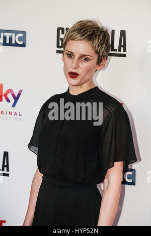 Londra, Inghilterra, Regno Unito. 6 apr, 2017. Denise Gough assiste il Regno Unito premiere del cielo la produzione originale di Guerrilla al Curzon, Bloomsbury, Londra, Regno Unito. tramite carta di credito: Vedere Li/Alamy Live News Foto Stock