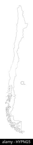 Il Cile delineano silhouette illustrazione della mappa Illustrazione Vettoriale