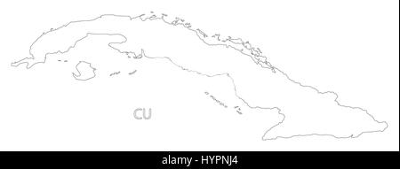 Cuba delineano silhouette illustrazione della mappa Illustrazione Vettoriale