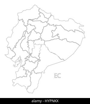 Ecuador delineano silhouette illustrazione mappa con le province Illustrazione Vettoriale