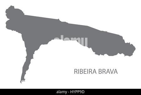 Ribeira Brava Capo Verde comune mappa illustrazione grigio silhouette Illustrazione Vettoriale