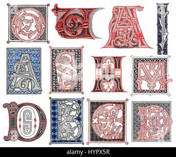 Lettere decorate, iniziali a partire dal XI secolo Foto Stock
