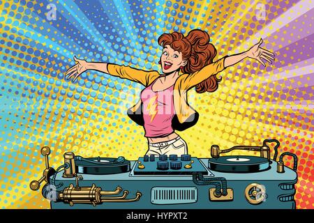 Ragazza DJ party club lo stile di vita della gioventù Illustrazione Vettoriale