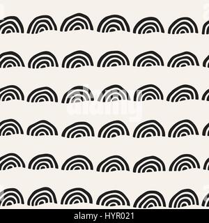 Monocromatico in stile minimalista seamless pattern con archi. Semplice disegnati a mano texture. Sfondo vettoriale con spigoli inky linee Illustrazione Vettoriale
