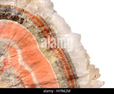 Nastrare Barian Celestino (solfato di stronzio), sfalerite e cristalli di calcite Foto Stock