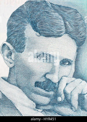 Nikola Tesla ritratto dal denaro serbo Foto Stock