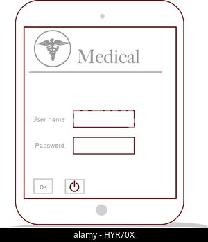 Moderno computer tablet e interfaccia virtuale come concetto medico Illustrazione Vettoriale