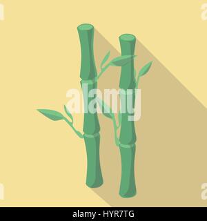 Illustrazione Vettoriale lunga ombra icona piana di rami di bambù Illustrazione Vettoriale
