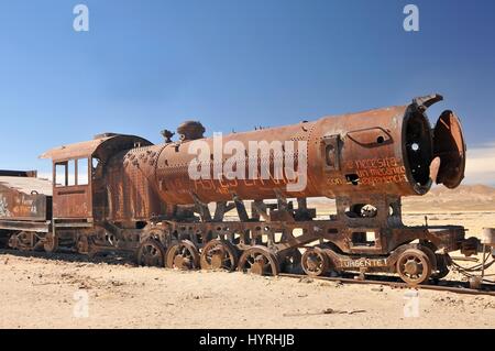 Bolivia, Uyuni area, il grande cimitero del treno, la stazione ferroviaria Foto Stock