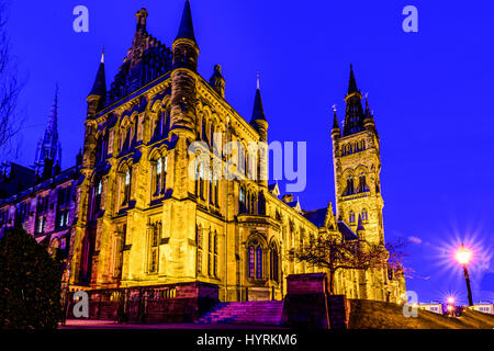 Glasgow University Night Shot Foto Stock