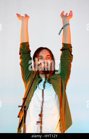 Barcellona - giu 2: Tame Impala (band psichedelica) eseguire in concerto al suono di Primavera 2016 Festival il 2 giugno 2016 a Barcellona, Spagna. Foto Stock