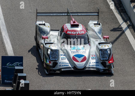 Monza, Italia - 01 Aprile 2017: Oreca 07 - Gibson di Bykolles Vaillante Racing Team di ribellione, pilotato da J. Canal e B. Senna durante la FIA WEC Foto Stock