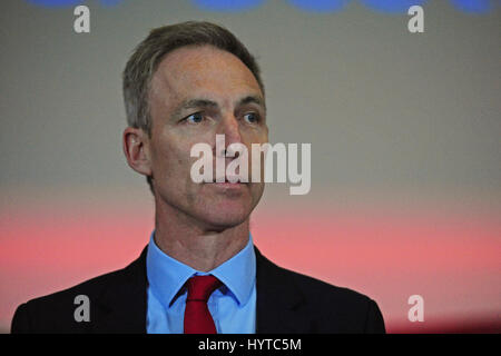 Scottish leader laburista Jim Murphy al lancio della scozzese manifesto del lavoro Foto Stock