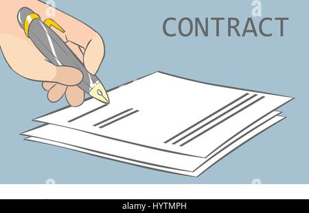 Illustrazione vettoriale di una firma contratto Illustrazione Vettoriale