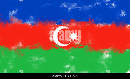 Pittura di olio grunge effettuata illustrazione di Azerbaigian bandiera Foto Stock