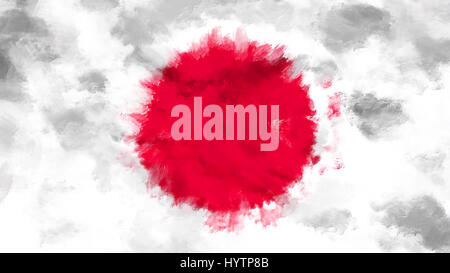 Pittura di olio grunge effettuata illustrazione della bandiera del Giappone Foto Stock