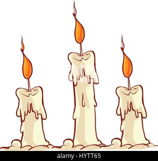 Illustrazione vettoriale di un cartoon candela che brucia Illustrazione Vettoriale