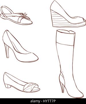 Illustrazione vettoriale di una colorata Scarpe donna Illustrazione Vettoriale