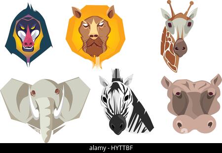 Illustrazione vettoriale di una serie di fumetti Selvatica Animali africani Illustrazione Vettoriale