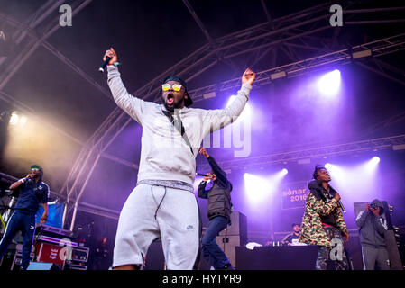 Barcellona - Jun 18: Sezione Boyz (rap band) eseguire in concerto al Sonar Festival il 18 giugno 2016 a Barcellona, Spagna. Foto Stock