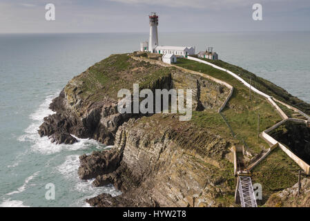 Sud pila faro, Holyhead, Anglesey, Galles Foto Stock