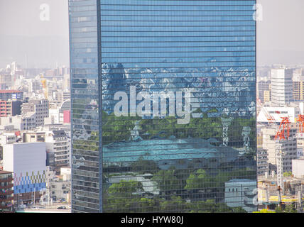 Vista aerea di Osaka dal castello, Giappone Foto Stock