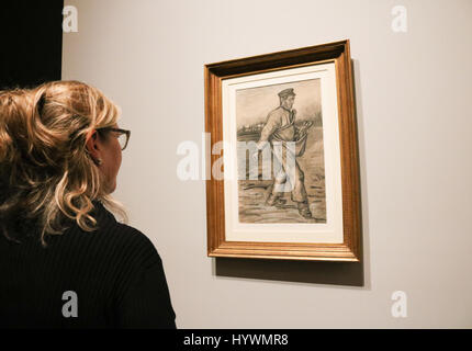 Melbourne, Australia. 27 apr, 2017. Il seminatore: un anteprima di Van Gogh e le stagioni mostra alla Galleria Nazionale di Victoria con grandi opere di impressionisti olandese Vincent Van Gogh che riflettono le quattro stagioni Credito: amer ghazzal/Alamy Live News Foto Stock