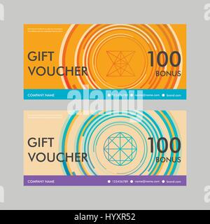 Gift Voucher modello con il moderno design del cerchio Illustrazione Vettoriale