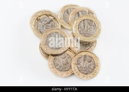 New British una libbra di monete Foto Stock