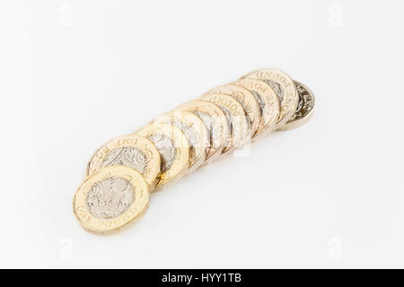 New British una libbra di monete Foto Stock