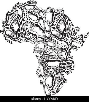 Mappa di Africa con il leopardo nuvola Illustrazione Vettoriale