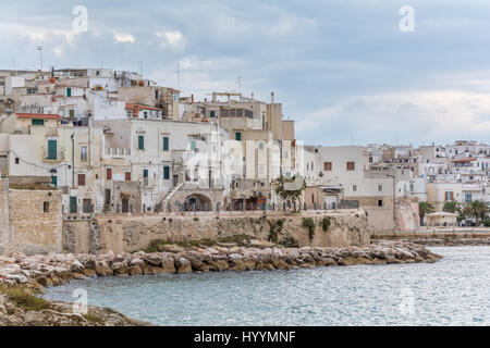 Vista panoramica di Vieste, il famoso 'Perla del Gargano' della provincia di Foggia, Puglia (Italia), novembre-03-2016 Foto Stock