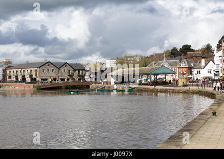 Exeter il Quayside lungo il fiume Exe Foto Stock