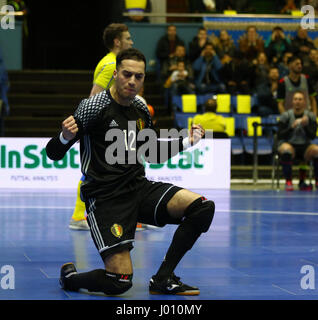 Kiev, Ucraina. 8h di aprile 2017. Il portiere Bilal Zemmouri del Belgio in azione durante UEFA Futsal Euro 2018 partita di qualificazione contro l'Ucraina a Palats di sport a Kiev, Ucraina. Credito: Oleksandr Prykhodko/Alamy Live News Foto Stock