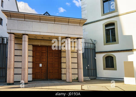 Ingresso nel Palazzo di Giustizia di Ginevra città vecchia, Svizzera Foto Stock