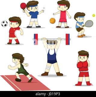 Isolato cartoon sport set di vettore Illustrazione Vettoriale