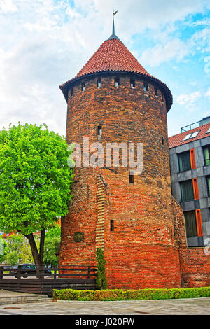 Torre del cigno nella città vecchia di Danzica, Polonia Foto Stock