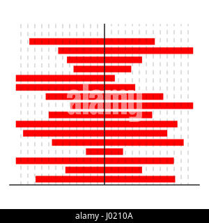 Orizzontalmente Le barre rosse grafico. Una infografica per la presentazione aziendale documento banner. Illustrazione Vettoriale Foto Stock