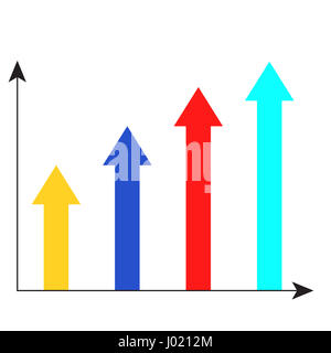 Freccia grafico di crescita. Statistica e infografico infochart, illustrazione vettoriale Foto Stock