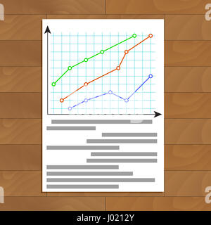 Economico schema infochart. Piano di statistica documento, illustrazione vettoriale Foto Stock