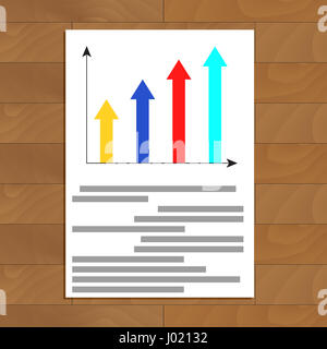 Il documento con la crescita grafico a freccia. Infografico info analisi, dati del vettore grafico illustrazione Foto Stock