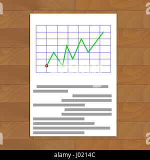 Documento aziendale sul tavolo. Infochart e infografico, relazione economica infograph, illustrazione vettoriale Foto Stock