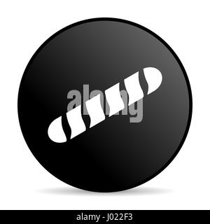 Baguette colore nero web design round icona internet su sfondo bianco. Foto Stock