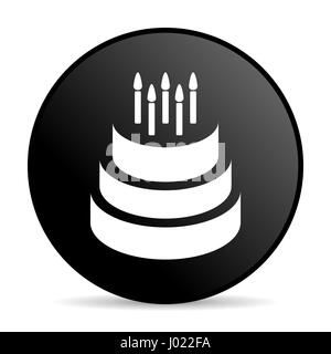 Torta di colore nero web design round icona internet su sfondo bianco. Foto Stock