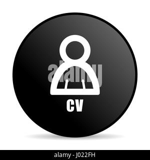 Cv colore nero web design round icona internet su sfondo bianco. Foto Stock