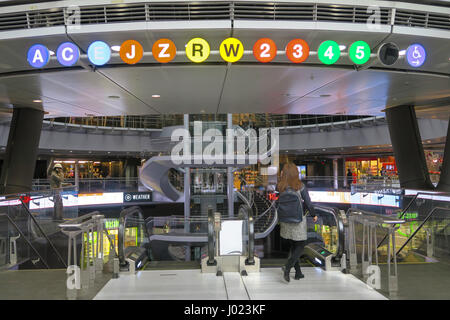 Il Fulton Centro Stazione della Metropolitana in Lower Manhattan, New York, Stati Uniti d'America Foto Stock