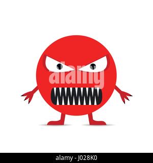 Red angry Smiley face Illustrazione Vettoriale